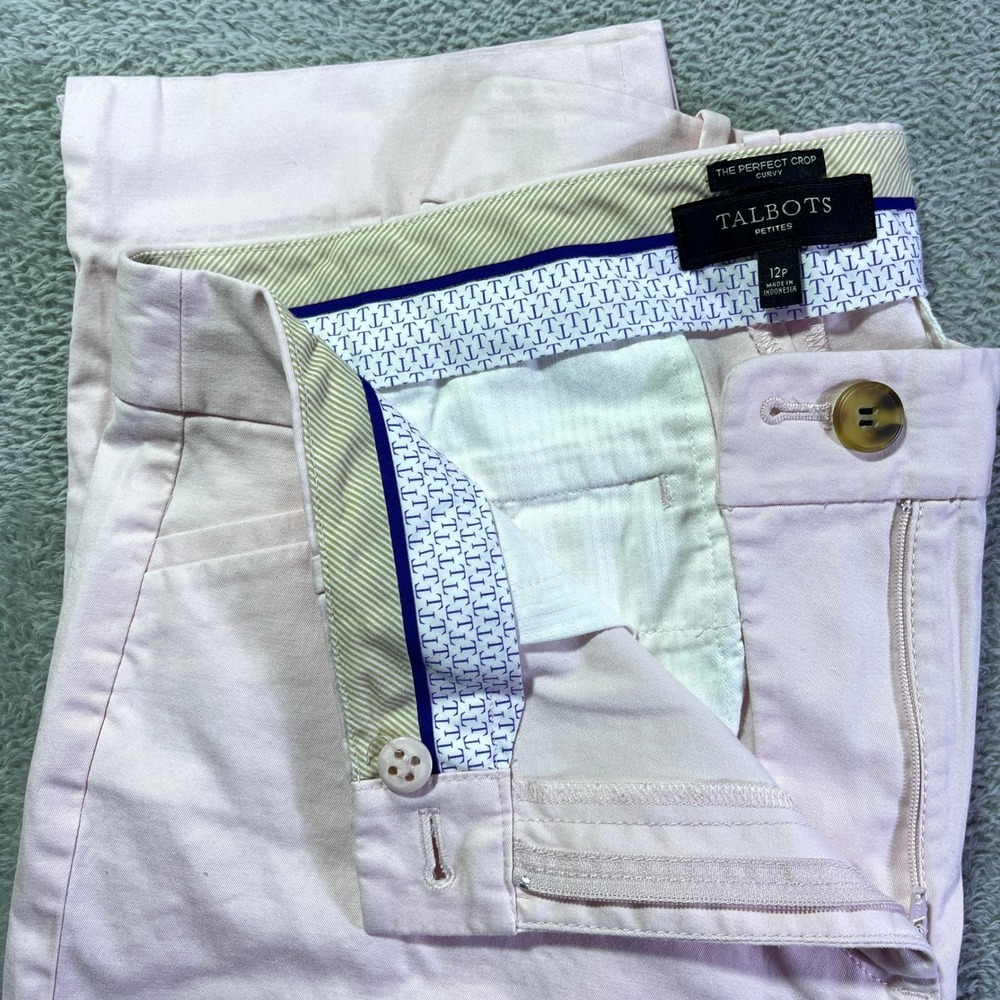 Talbots Petites‎ The Perfect Crop Curvy Pink Cotton Blend Capri Pants 12P Chic